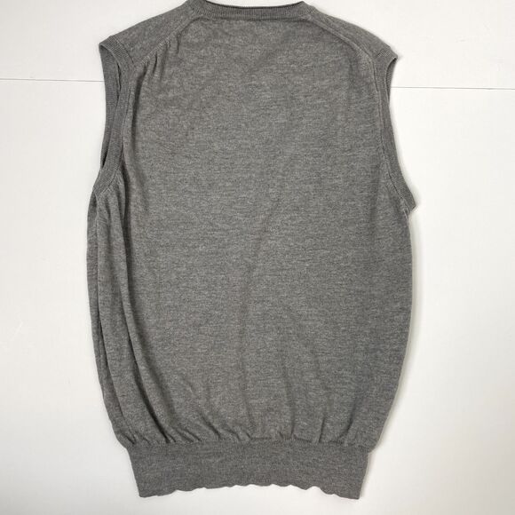 Toscano Men's Firenze 100% Merino Wool Sz Large Gray V-Neck Sweater Vest Thin - Picture 6 of 7